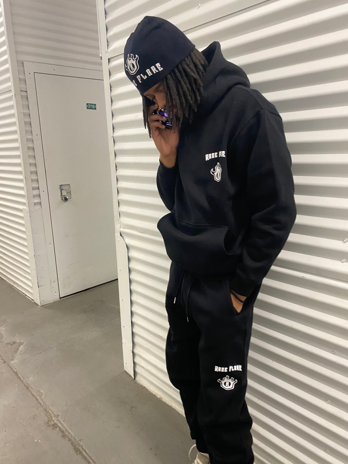 Kaze Flare Classic Logo Black Sweatpants